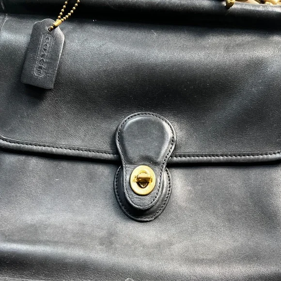 VINTAGE COACH pre-1994 WILLIS black leather crossbody bag - Picture 3 of 12
